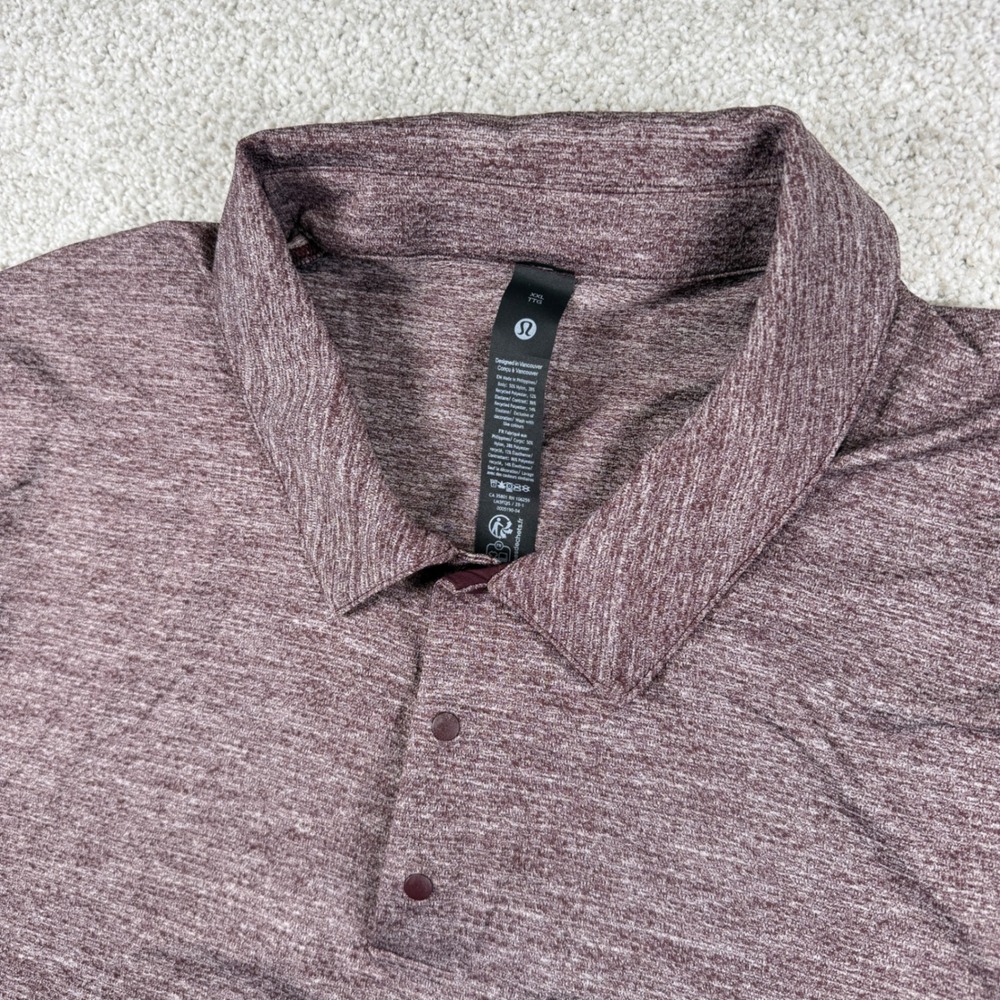 NEW Lululemon Logo Sport Polo Mens XXL Maroon Red Short Sleeve Activewear
